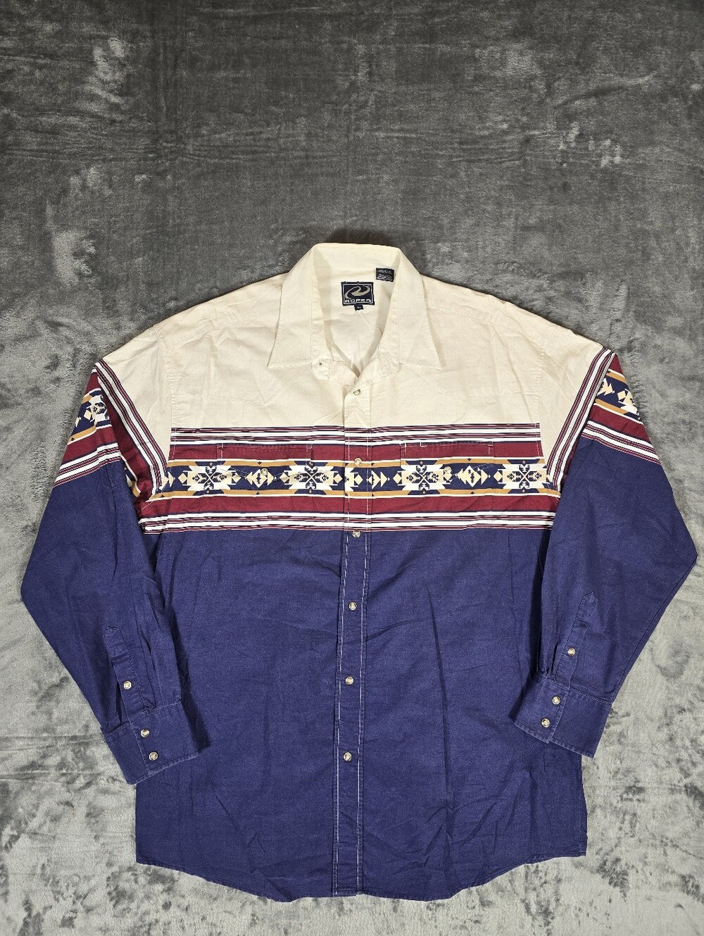 Vintage Roper Western Pearl Snap Southwestern Aztec Print Button Up Size XL